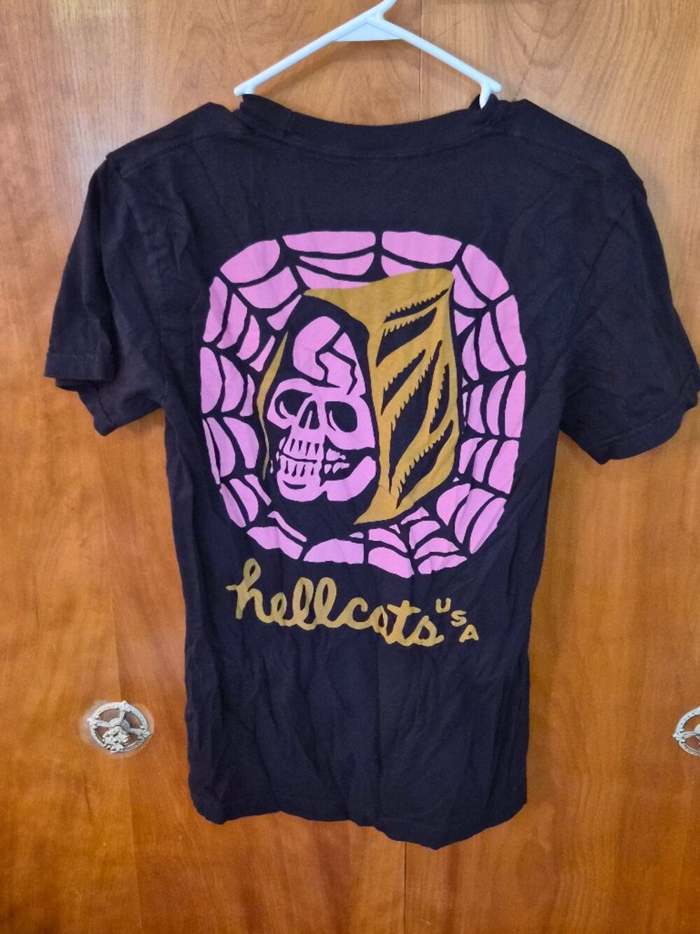 Hellcats USA Skull Graphic T-Shirt | Black | Men's Small | Edgy Biker Moto Tee
